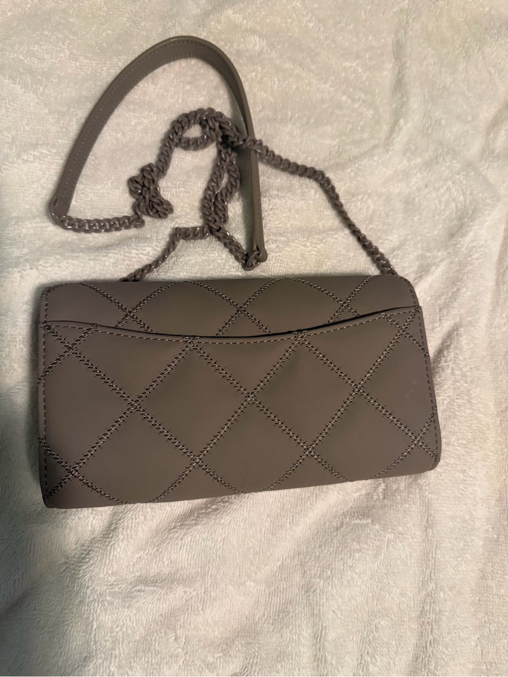 Tory Burch Quilted Leather Crossbody Bag in Taupe Gray - Picture 3 of 5